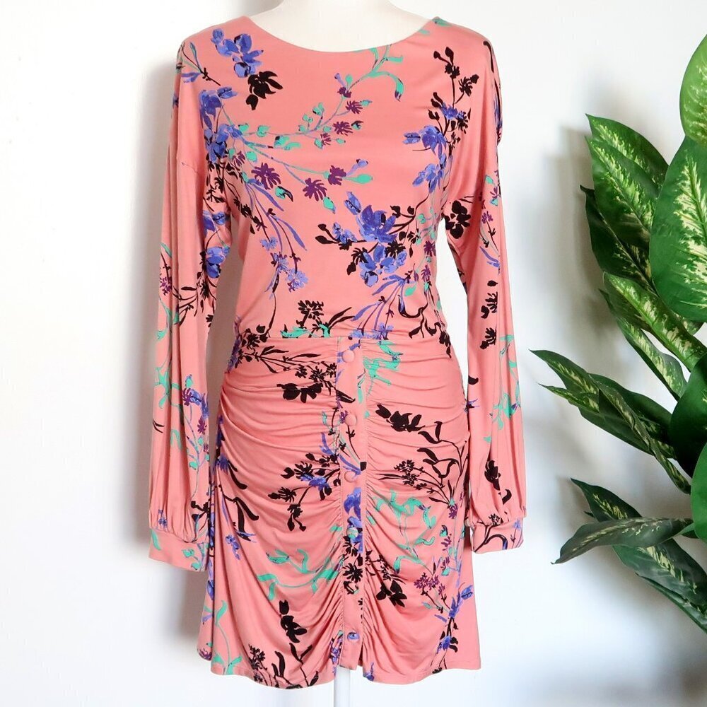 House Of Harlow 1960 x Revolve Siri Mini Dress Blush Fleur Long Sleeve Floral M - Picture 13 of 13